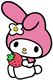 My Melody holding a strawberry