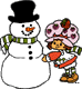 Strawberry Shortcake building snowman
