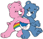 Cheer Bear hugging Grumpy Bear