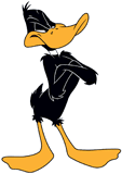 Daffy Duck standing with his arms crossed
