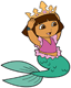 Mermaid Dora putting on her crown