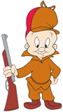 Elmer Fudd holding his rifle by his side