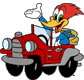 Woody driving car