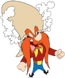 Yosemite Sam so angry steam is coming out of his ears